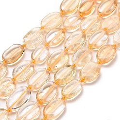 Citrine Natural Citrine Beads Strands, Oval, 12~14x8~9x3.5mm, Hole: 1mm, about 28pcs/strand, 16.14''(41cm)