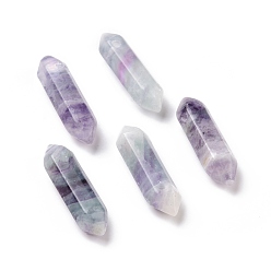 Fluorite Natural Fluorite Double Terminal Pointed Pendants, Faceted Bullet Charm, 30~35x8~9x8~9mm, Hole: 1.4mm