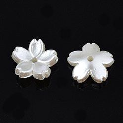 Creamy White Acrylic Imitation Pearl Beads, Sakura Flower, Creamy White, 11x11.5x4mm, Hole: 1.4mm