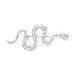 Platinum Alloy Snake Brooch Pin, Badge for Backpack Clothes, Platinum, 72x28x9mm