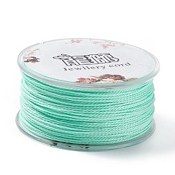 Aquamarine Round Waxed Polyester Cord, Twisted Cord, Aquamarine, 1mm, about 49.21 Yards(45m)/Roll