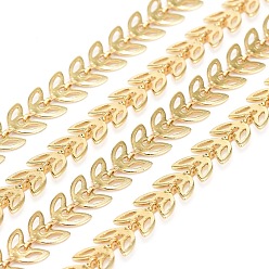 Настоящее золото 18K Латунные цепочки ручной работы, цепные цепи, с катушкой, долговечный, пайки, лист, реальный 18 k позолоченный, 7x6.5x0.5 мм, около 32.8 футов (10 м) / рулон
