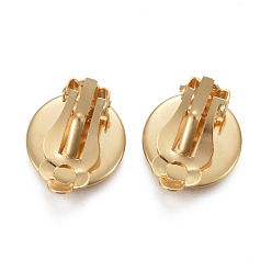 Golden 304 Stainless Steel Clip-on Earring Setting, Flat Round, Golden, Tray: 12mm, 14x8mm