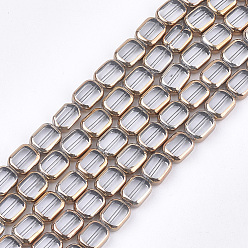 Clear Electroplate Glass Beads Strands, Edge Plated, Rectangle, Clear, 9.5~10x7.5~8x4mm, Hole: 1mm, about 30pcs/strand, 11.4 inch