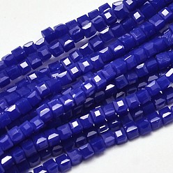 Blue Faceted Cube Glass Beads Strands, Blue, 2.5x2.5x2.5mm, Hole: 0.5mm, about 185pcs/strand, 15.7 inch