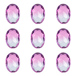 Fucsia Backside k 9 cabujones de diamantes de imitación de cristal, estilo moca, turmalina de imitación, facetados, oval, fucsia, 14x10x6 mm, 24 unidades / caja