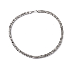 Stainless Steel Color 304 Stainless Steel Snake Chain Necklace with Lobster Claw Clasps for Men Women, Stainless Steel Color, 25.59 inch(650mm), Wide: 12mm