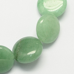 Зеленый Авантюрин Плоские круглые драгоценный камень натуральный зеленый авантюрин камень бисер пряди, 14x6 мм, отверстие : 1 мм