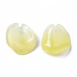Champagne Yellow Two Tone Spray Painted Glass Pendants, Petal, Champagne Yellow, 20~21x18~19x7~8mm, Hole: 1mm