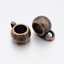 Bronze Antique Bélières en tube de rondelle en alliage de style tibétain, cautions en boucle, sans plomb et sans cadmium, Perles renflouer , bronze antique, 8x5mm, Trou: 2mm, diamètre intérieur: 5 mm