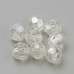 Clear AB Transparent Acrylic Beads, AB Color, Faceted, Round, Clear AB, 8mm, Hole: 1.5mm, about 1900pcs/500g