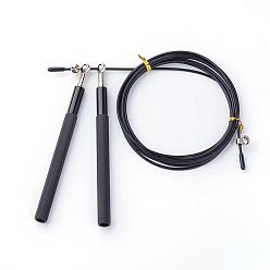 Black Jump Skipping Ropes, Steel Cable, with Adjustable Fast Speed Aluminum Handles, Black, 3000x2.5mm