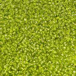 (24) Silver Lined Lime Green Toho perles de rocaille rondes, perles de rocaille japonais, (24) vert lime doublé d'argent, 11/0, 2.2mm, Trou: 0.8mm, environ5555 pcs / 50 g