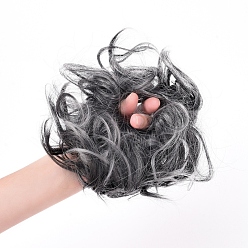 Серый Наращивание синтетических волос булочка, женские шиньоны, волосы пончик прически хвост, термостойкое высокотемпературное волокно, серые, 15 см