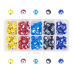 Mixed Color NBEADS Handmade Lampwork Beads, Evil Eye, Mixed Color, 10mm, Hole: 1mm, 20pcs/box