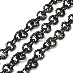 Bronze Placage ionique (ip) 304 chaînes porte-câbles texturées en acier inoxydable, avec bobine, non soudée, gris anthracite, 7~8x1.2~1.5mm, environ 16.40 pieds (5 m)/rouleau