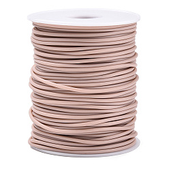 Brun Rosé  Tube en caoutchouc synthétique tubulaire creux en PVC, enroulé autour de plastique blanc bobine, brun rosé, 2mm, Trou: 1mm, environ 54.68 yards (50m)/rouleau