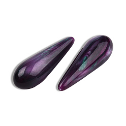 Purple Resin Beads, Half Drilled, Imitation Gemstone, Teardrop, Purple, 30.5x10mm, Hole: 1~1.2mm