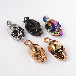 Mixed Color 316L Surgical Stainless Steel Pendants, Skull, Mixed Color, 42x23x18mm, Hole: 7x12mm