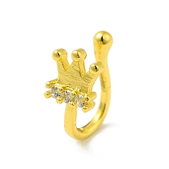 Золотой Прозрачная коронка из кубического циркония на кольцах в носу, латунная манжета для носа без пирсинга для женщин, золотые, 10 мм