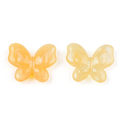Gold Opaque Acrylic Beads, Glitter Beads, Butterfly, Gold, 17x20x5.5mm, Hole: 1.6mm, about 415pcs/500g