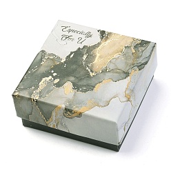 Gris Ardoise Boîtes à bijoux en carton, avec une éponge à l'intérieur, pour emballage cadeau bijoux, carré avec motif marbré et avec mot spécialement pour vous, gris ardoise, 7.5x7.5x3.5 cm