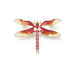 FireBrick Dragonfly Enamel Pin, Golden Alloy Badge for Backpack Clothes, FireBrick, 32.5x45x8.5mm, Pin: 0.7mm