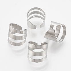 Stainless Steel Color 304 Stainless Steel Ear Cuff Findings, Stainless Steel Color, 10x10mm, Hole: 1mm