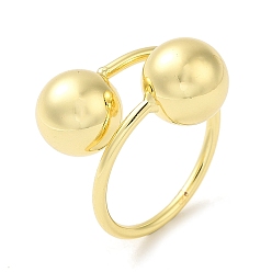 Real 18K Gold Plated Rack Plating Brass Round Ball Cuff Rings, Cadmium Free & Lead Free, Long-Lasting Plated, Real 18K Gold Plated, Inner Diameter: 20mm