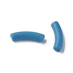 Стально-синий Непрозрачные акриловые бусины, изогнутая трубка, стальной синий, 32x10x8 мм, отверстие : 1.8 мм