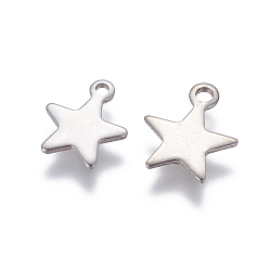 Stainless Steel Color 304 Stainless Steel Charms, Star, Stainless Steel Color, 11.5x9.5x1mm, Hole: 1.4mm