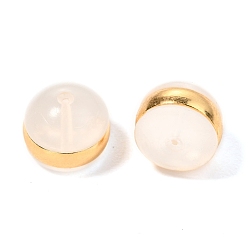 Real 18K Gold Plated TPE Plastic Ear Nuts, with 316 Surgical Stainless Steel Findings, Earring Backs, Half Round/Dome, Real 18k Gold Plated, 4x5mm