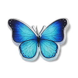 Темно-Голубой Непрозрачные акриловые подвески, с платиновым железным кольцом, бабочки прелести, глубокое синее небо, 25x33.5x4 мм, отверстие : 5.2 мм