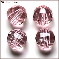 Pink Имитация Австрийские кристаллические шарики, класс AAA, граненые, круглые, розовые, 8 мм, отверстие : 0.9~1 мм