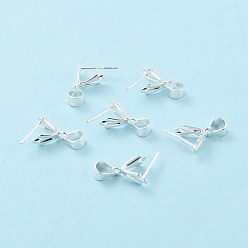 Silver 925 Sterling Silver Ice Pick Pinch Bails, Silver, 10x6x4mm, Inner Diameter: 5x5mm, Pin: 0.7mm