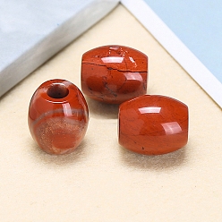Красный Камень Натуральная красная яшма европейские бусины, бусины из бисера с большими отверстиями, баррель, 18x16 мм, отверстие : 6 мм