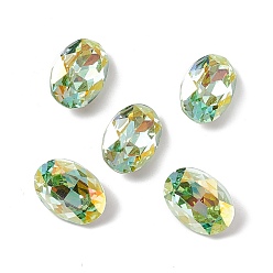 Light Chrysolite AB Cabujones de diamantes de imitación de cristal, puntiagudo espalda y dorso plateado, oval, crisólito claro ab, 14x10x5.5 mm