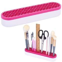 Ярко-Розовый Многоцелевой пластиковый ящик для хранения из полипропилена gorgecraft, для держателя косметики, держатель ручки, держатель для зубных щеток, держатель для губной помады, колонка, ярко-розовый, 21x3.5x4.9 см