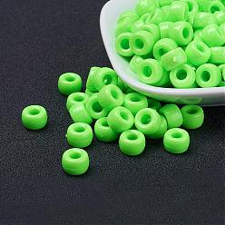 Vert Perles européennes opaques acrylique, baril, verte, 9x6mm, trou: 4 mm, environ 1900 pcs / 500 g