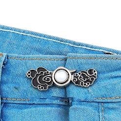 Platinum Alloy Enamel Jean Buttons Pins, Waist Tightener, Black Cloud, with White Resin, Closure Sewing Fasteners for Garment Accessories, Platinum, 50mm