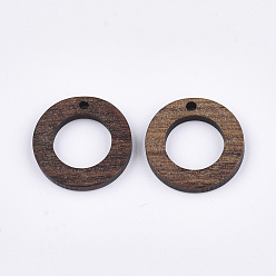 Saddle Brown Walnut Wood Pendants, Ring, Saddle Brown, 18x2.5~3mm, Hole: 1.6mm