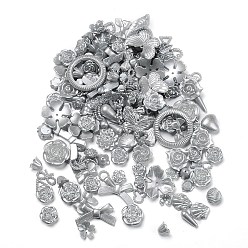 Gris Oscuro Kit de búsqueda para hacer joyas de estilo perlado diy, incluyendo cuentas de plástico, cabujones, eslabones y colgantes, Formas de flor/lágrima/lazo/corazón/estrella/triángulo, gris oscuro, 6~35x6~40x2~12 mm, agujero: 1.2~2.8 mm, Sobre 783 unidades / 500 g