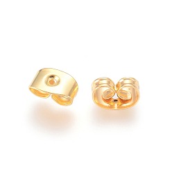 Oro Tuercas del oído del hierro, respaldos de aretes de fricción para aretes, dorado, 6x4x3 mm, agujero: 0.7~1.0 mm