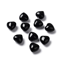 Obsidiana Cuentas de obsidiana negra naturales, corazón, 14.5~15x14.5~15x8.5~9 mm, agujero: 1 mm