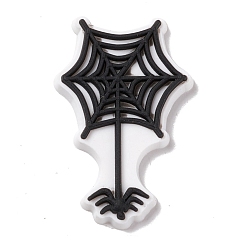 Negro Cabujones de pvc con tema de halloween, tela de araña, negro, 32x20x3 mm