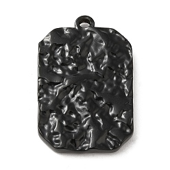 Electrophoresis Black 304 Stainless Steel Pendants, Textured, Rectangle Charm, Electrophoresis Black, 25x16.5x3mm, Hole: 1.4mm