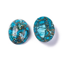 Turquoise Synthétique Cabochons turquoises synthétiques, teint, ovale, 25~25.5x18~18.5x7.2mm