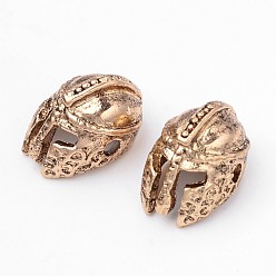 Antique Golden Tibetan Style Alloy Beads, Gladiator Helmet Charms, Antique Golden, 14x10x8mm, Hole: 1mm