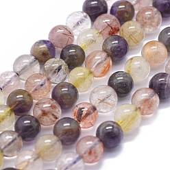 Rutilated Quartz Natural Rutilated Quartz Beads Strands, Round, 6mm, Hole: 0.8mm, about 62pcs/strand, 15.3 inch(39cm)