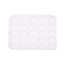 Ghost White DIY Button Silicone Molds, Resin Casting Molds, for UV Resin & Epoxy Resin Craft Making, Star, Bear, Car, Tree, Rabbit, Ghost White, 125x91x5mm, Hole: 1.5mm, Inner Diameter: 13~19x11~19mm